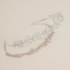 Silver Wedding Crystal Spray Headband - David's Bridal NWT